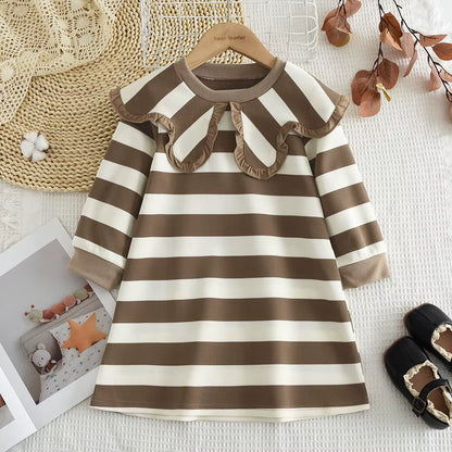 Blossom Belle – Long Sleeve Floral Princess Dress with Doll Collar for Girls